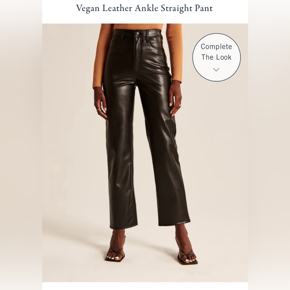 Abercrombie Ankle Straight Ultra High Rise Size 27/4s Curve Love Black Leather